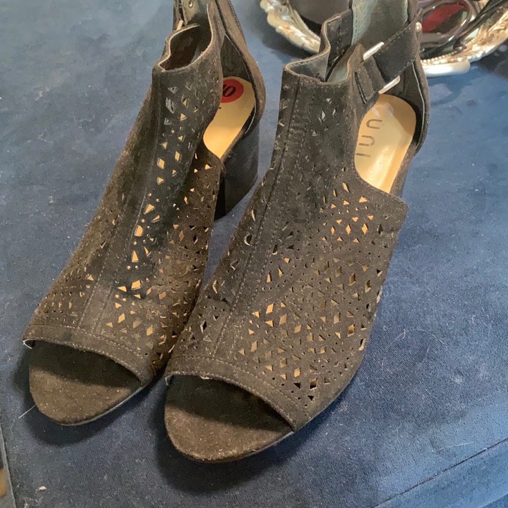 Suede Open booties